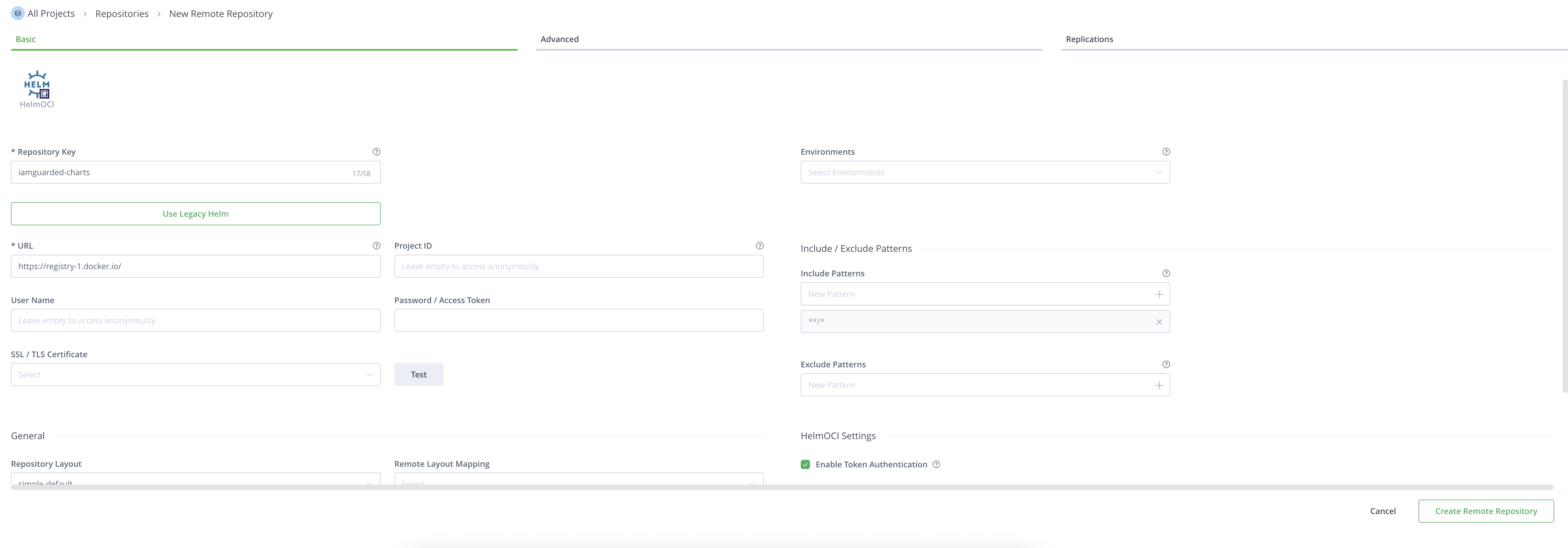 Screenshot showing the new remote repo in Artifactory